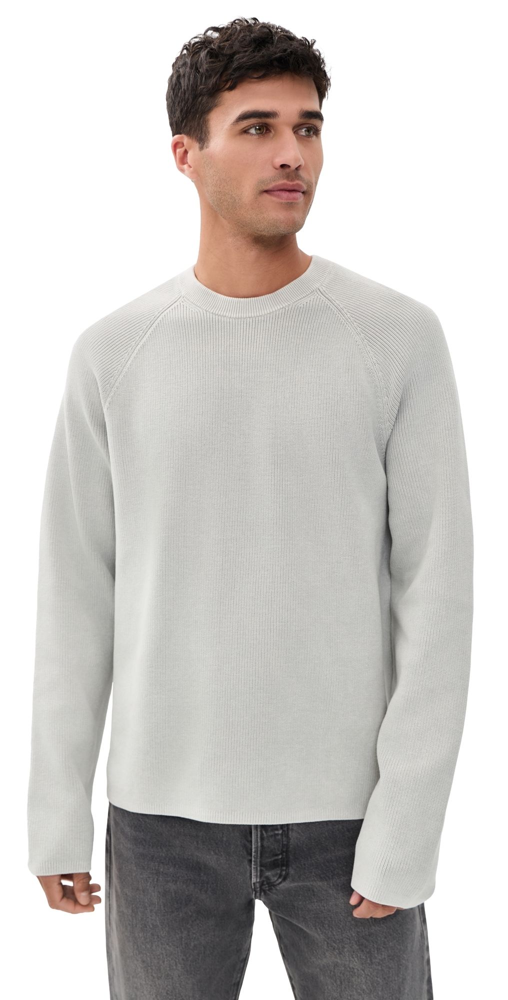 Theory Washed Crew Neck Sweater Washed Vapor M