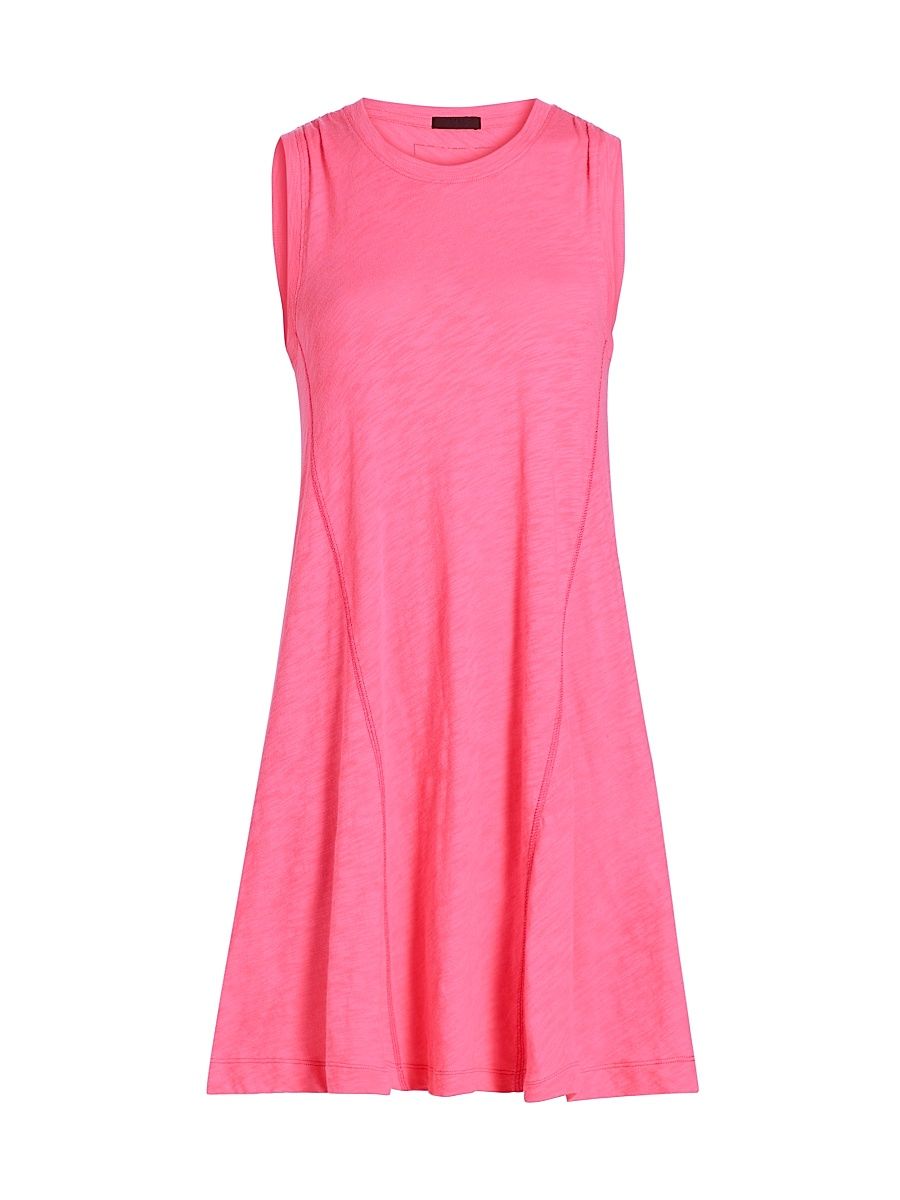 Women's Slub Cotton Jersey Minidress - Pink Lotus - Size XL