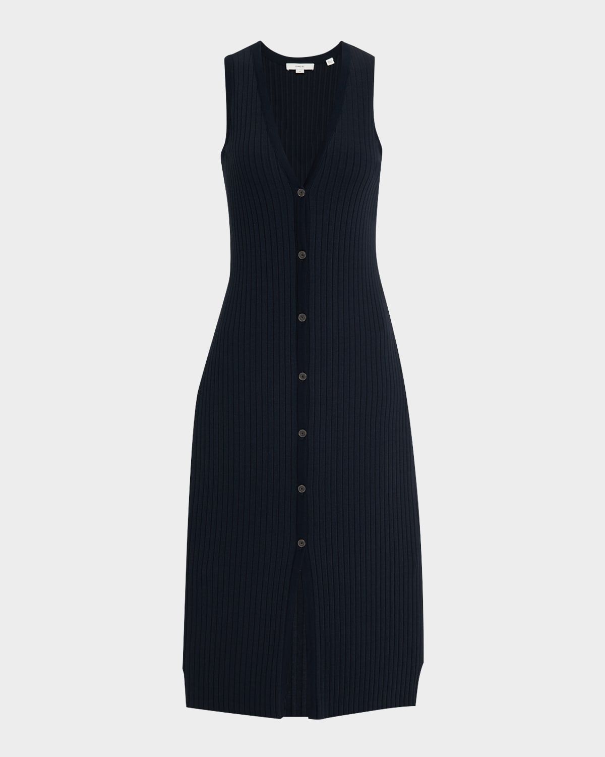 Sleeveless Ribbed Button-Front Dress