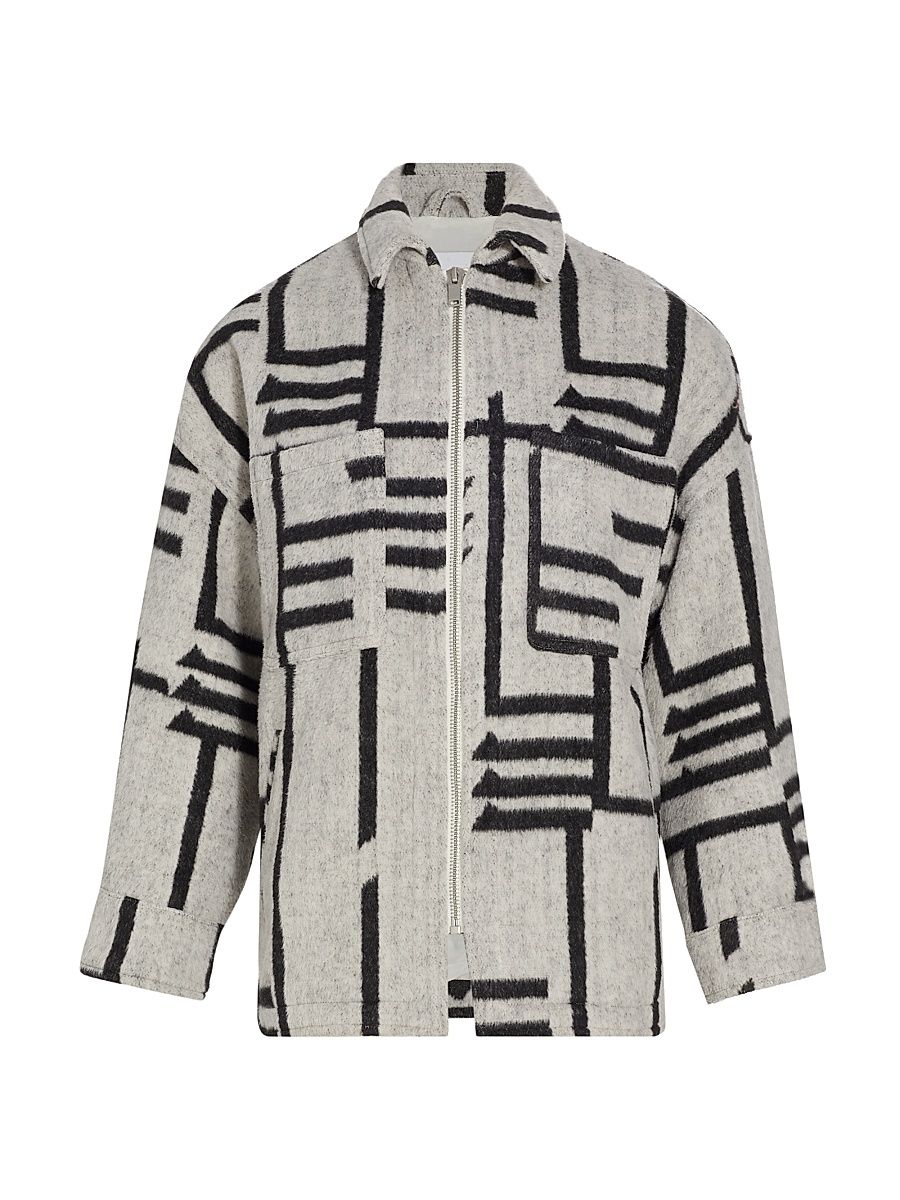 Women's Ophelia Wool-Blend Shacket - Bone Black - Size 6