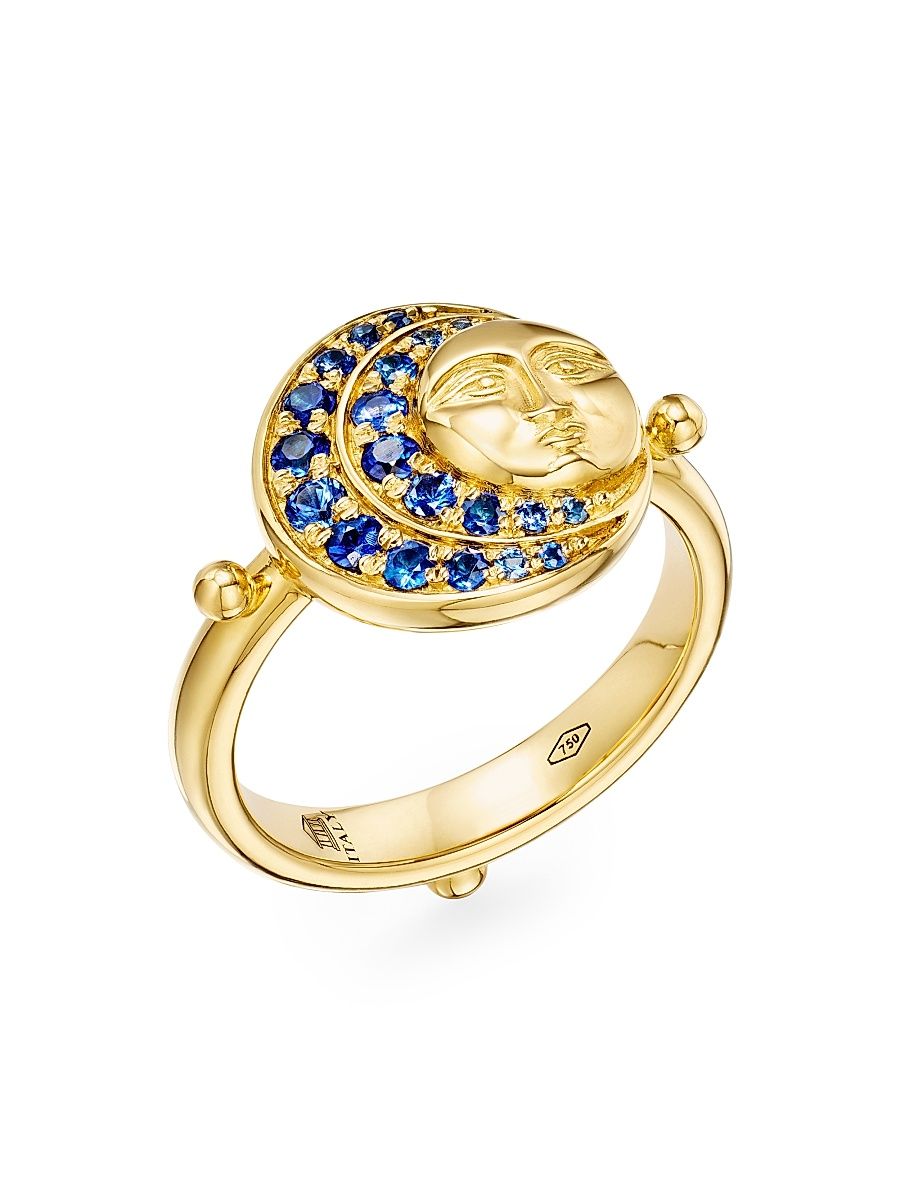 Women's Celestial Lunar Eclipse 18K Yellow Gold & Blue Sapphire Ring - Yellow Gold - Size 6.5