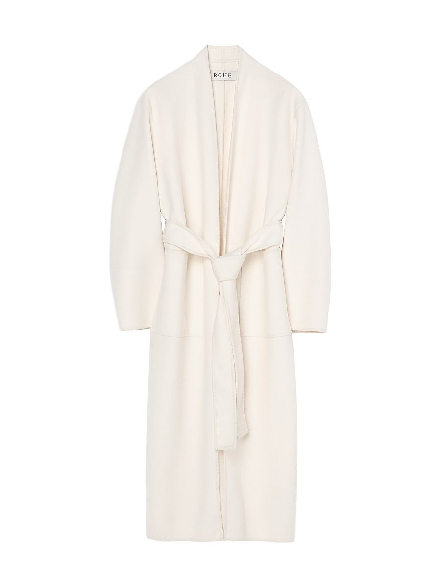 Women's Double-Faced Kimono-Inspired Coat - Off White - Size 8
