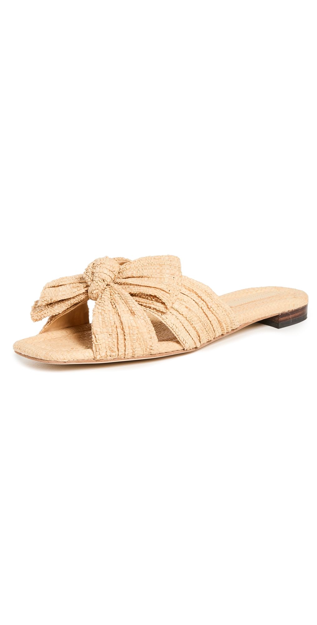 Loeffler Randall Daphne Pleated Knot Flat Sandals Natural 10.5