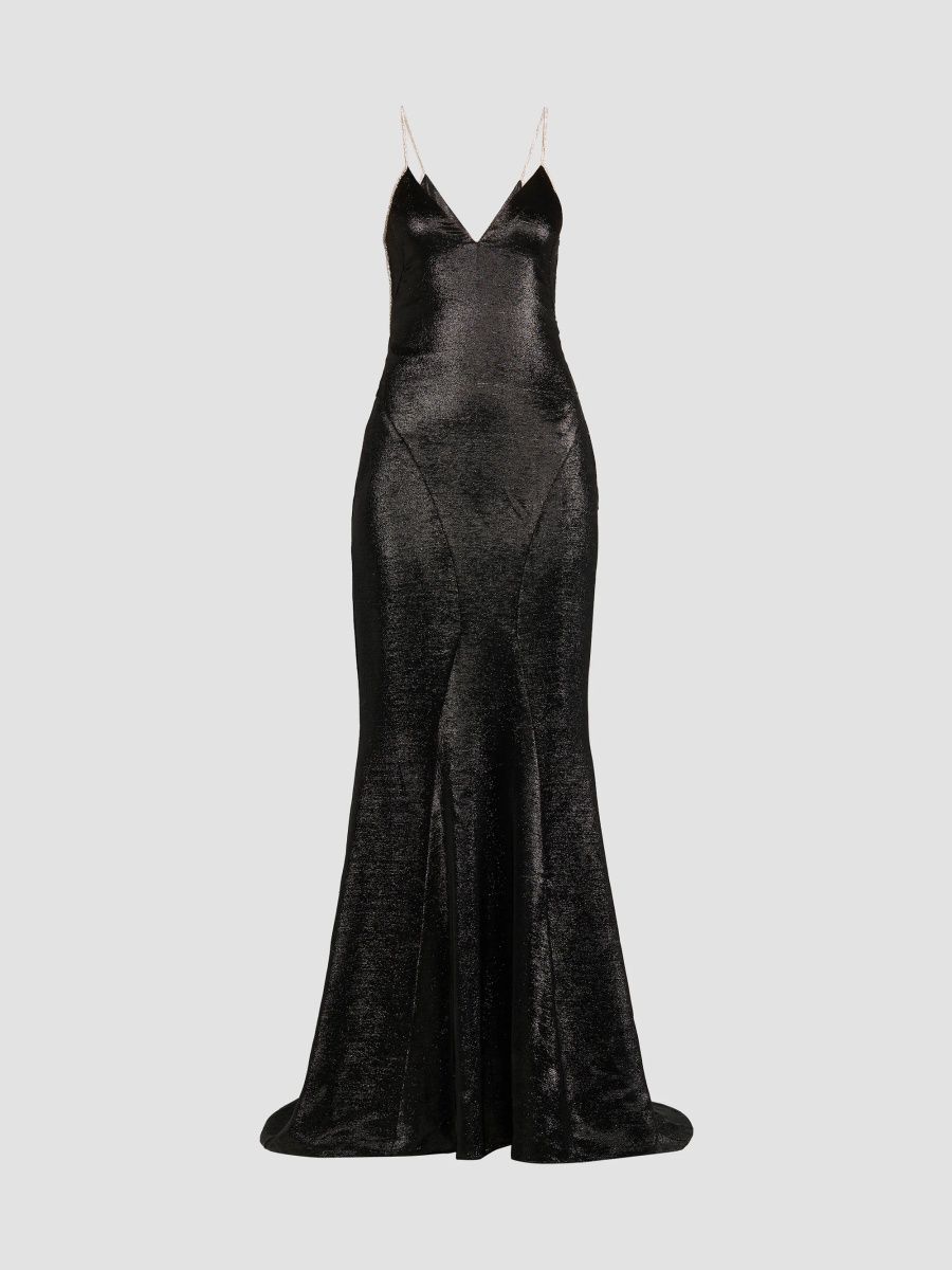 TOM FORD Women's Silk-Blend Charmuse Embellished Gown - Black Crystal - Size 2