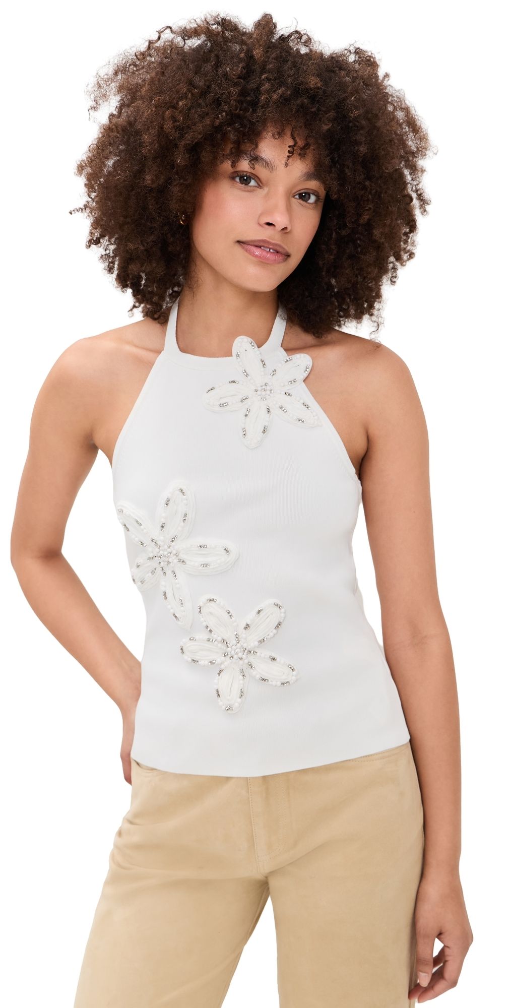 endless rose Flower Detail Halter Top White XS