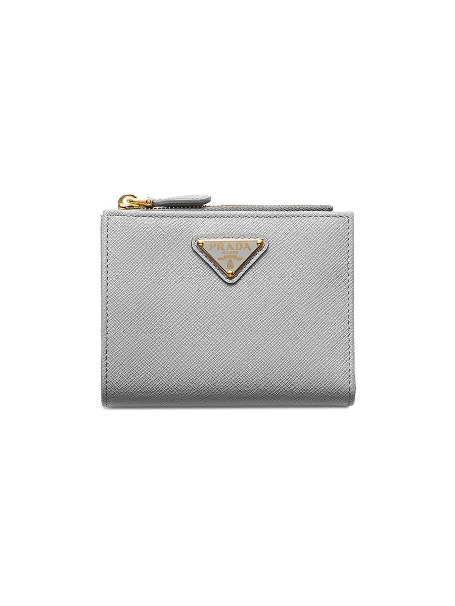 Women's Small Saffiano Leather Wallet - Grey
