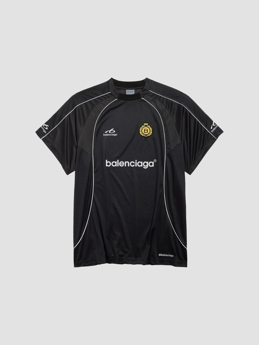 Balenciaga Men's Soccer Oversized T-Shirt - Black - Size Small