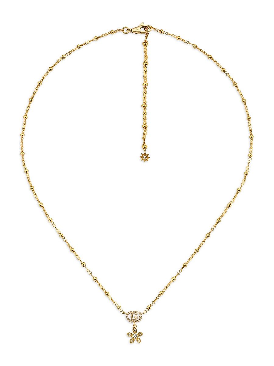 Women's Flora 18K Yellow Gold & Diamond Necklace - Yellow Gold