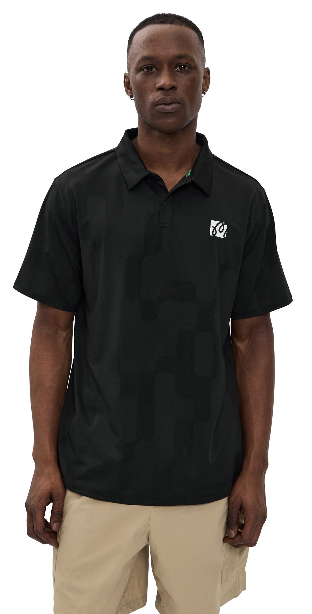 Malbon Golf Performance Mesh Paneled Polo Black XXL