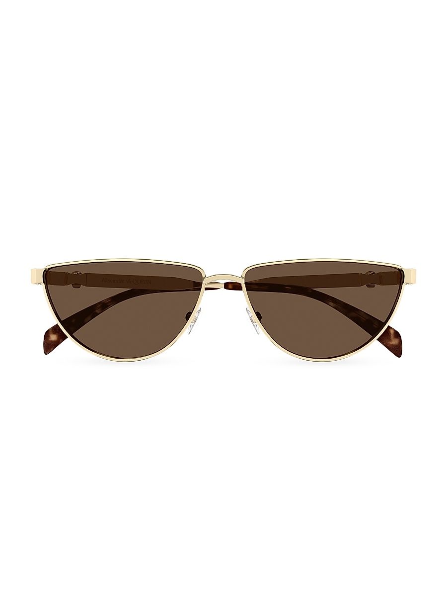 Women's Floating Skull Metal 60MM Cat-Eye Sunglasses - Gold Brown