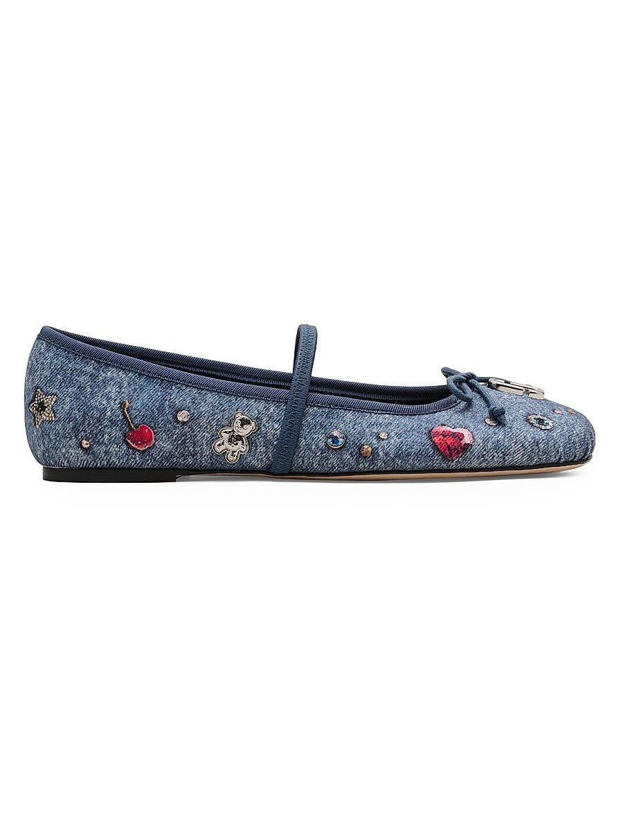 Women's The Sabrina Trinket Charm Ballerina Flats - Medium Wash Multi - Size 6