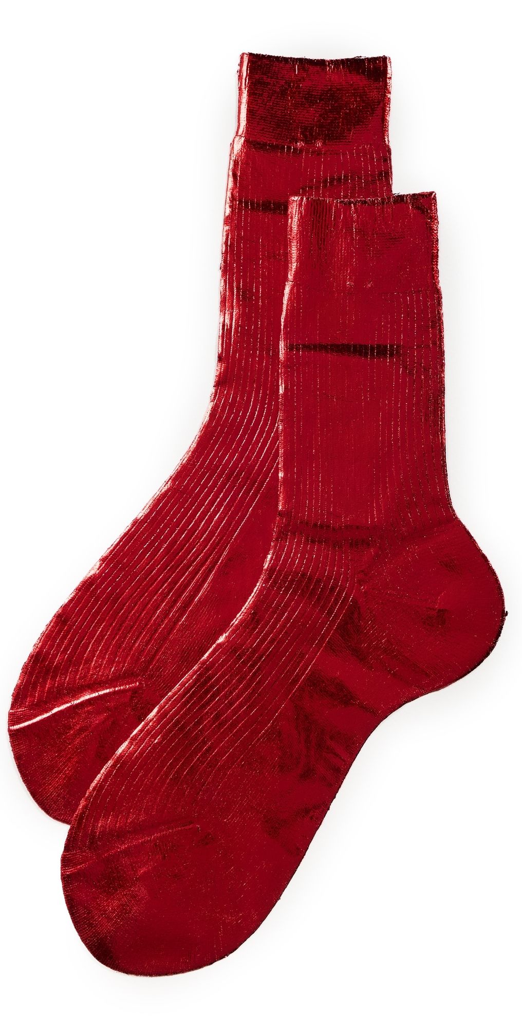 Maria La Rosa Laminated Ribbed Silk Socks Red One Size