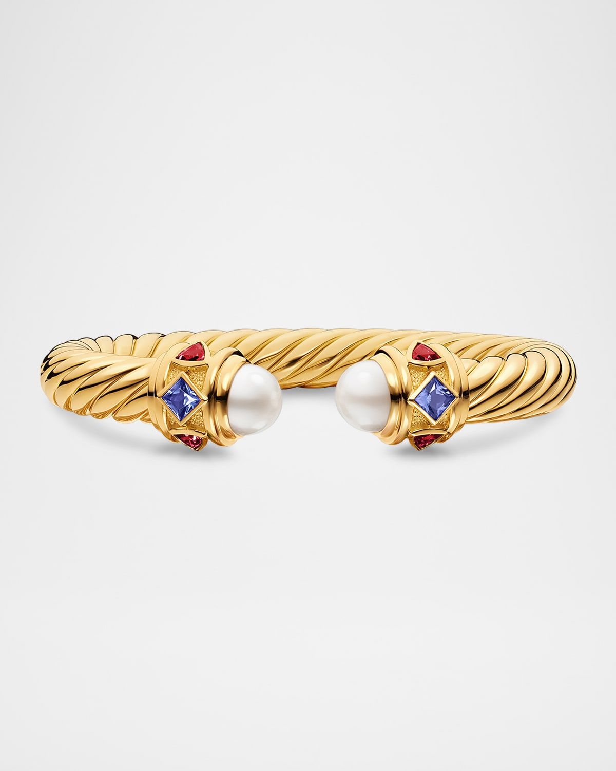 Renaissance Cablespira Bracelet with Gemstones in 18K Gold, 9mm