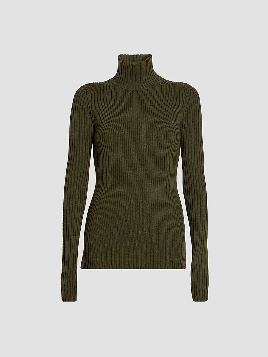 Victoria Beckham Women's Rib-Knit Wool-Blend Sweater - Marsh Green - Size XS