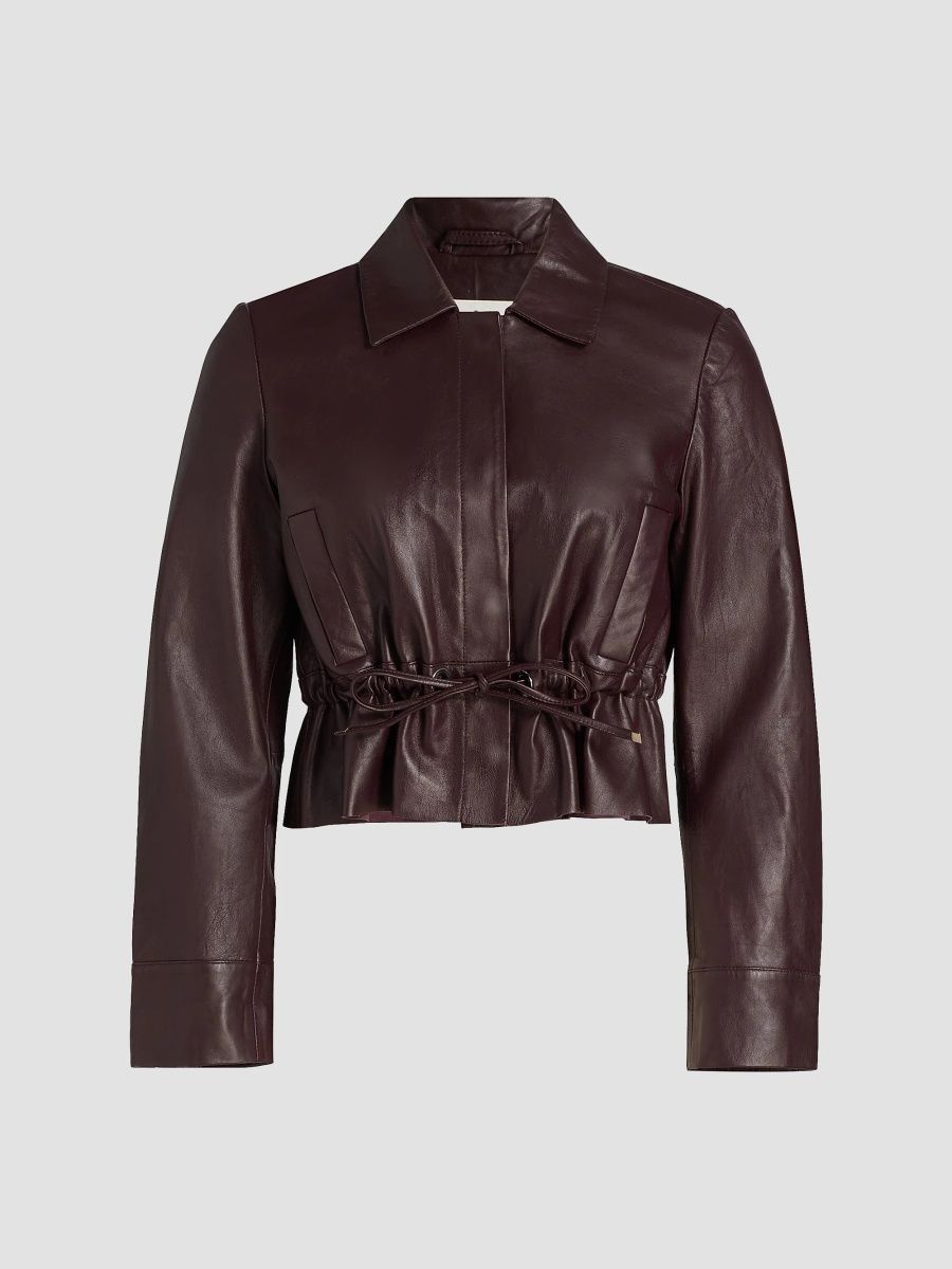 ba & sh Women's Manita Leather Crop Jacket - Prune - Size Medium