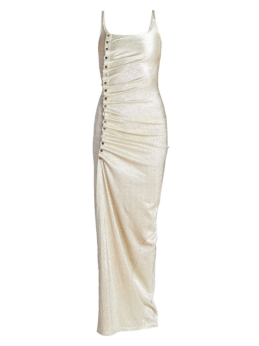 Women's Sparkly Maxi Dress - Silver Gold - Size 4