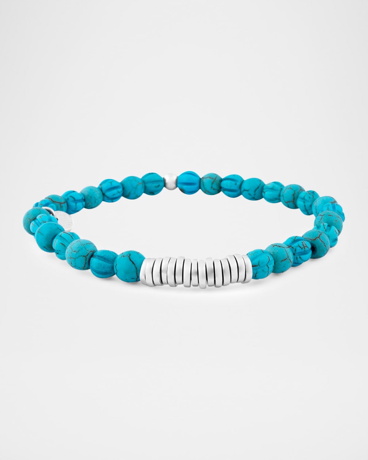 Men & apos;s Turquoise and Sterling Silver Disc Beaded Bracelet