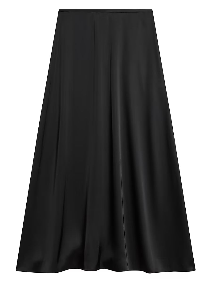 Women's A-Line Satin Maxi Skirt - Black - Size 6