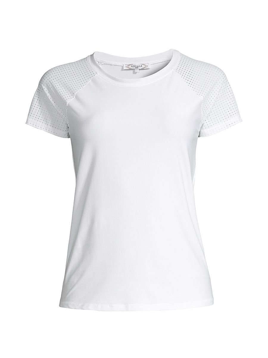 Women's Perforated Tennis T-Shirt - White - Size XL