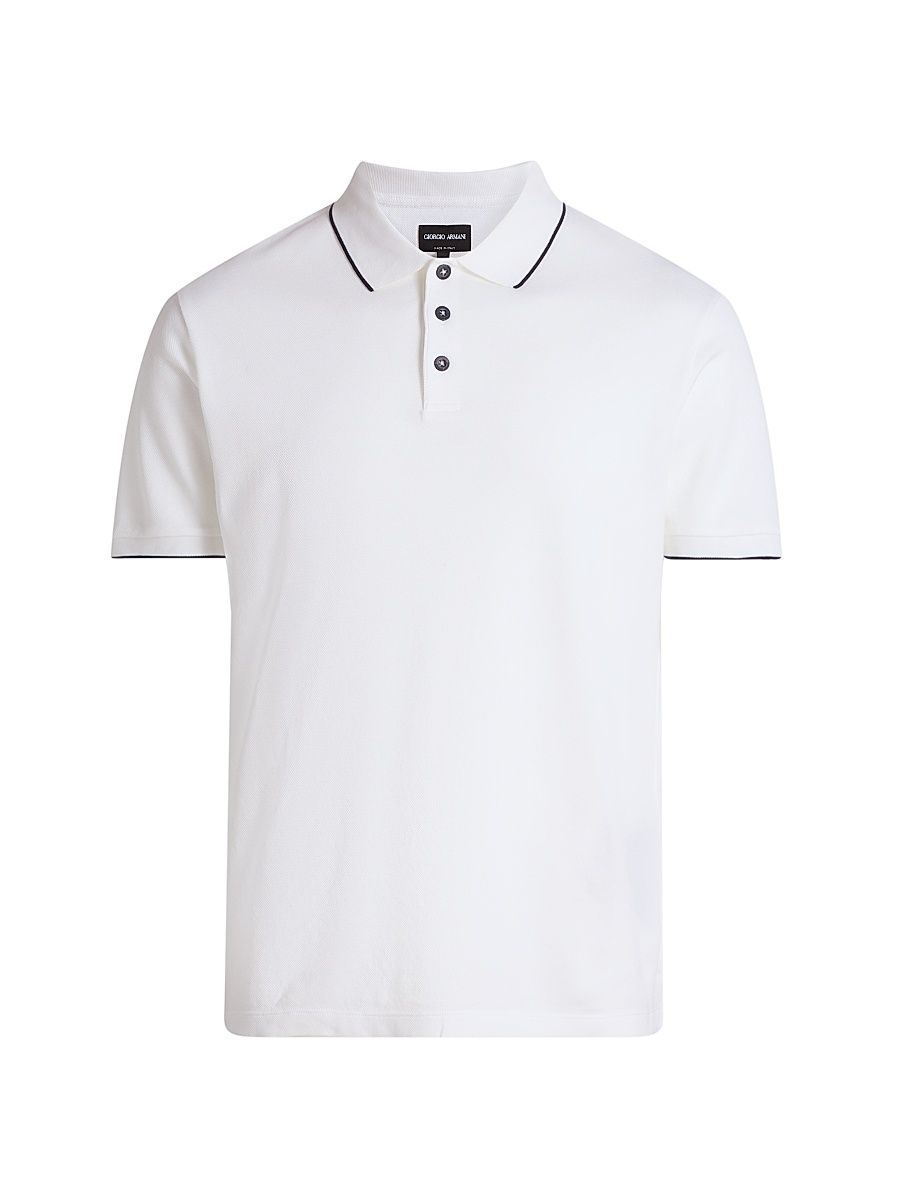 Men's Cotton Jersey Polo Shirt - White - Size 46