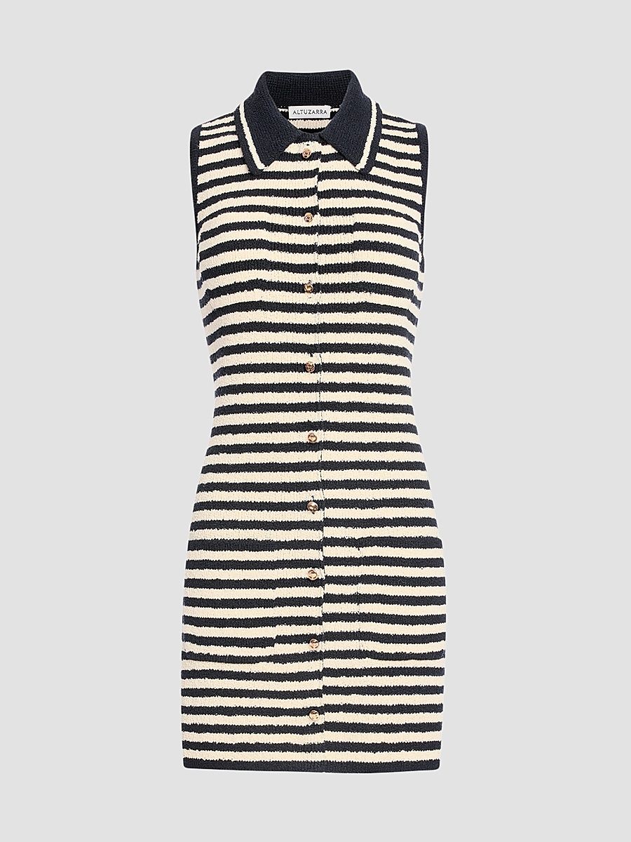 Women's Mamie Striped Cotton-Blend Mini Shirtdress - Black - Size XL