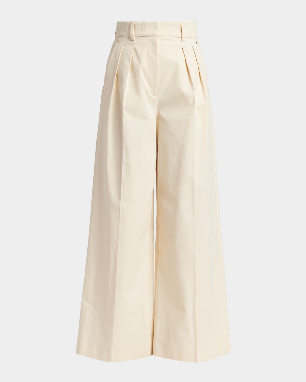 Pleated Wide-Leg Cropped Trousers