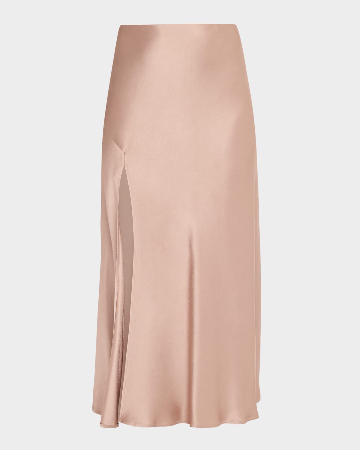 Satin Bias Slit Midi Skirt