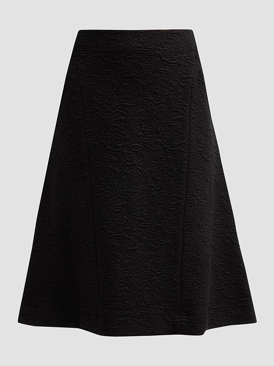 Women's Husosy Darted A-Line Midi Skirt - Black - Size Large