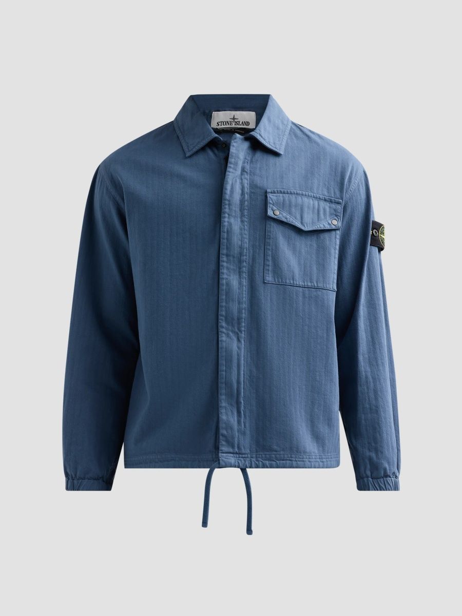 Stone Island Men's Textured Cotton Shirt Jacket - Slate Blue - Size XXL
