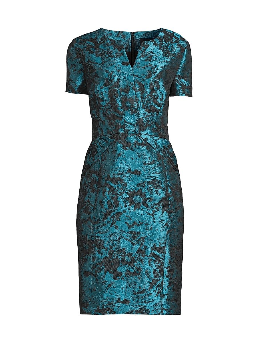 Women's Jacquard Sheath Dress - Blue Green - Size 6