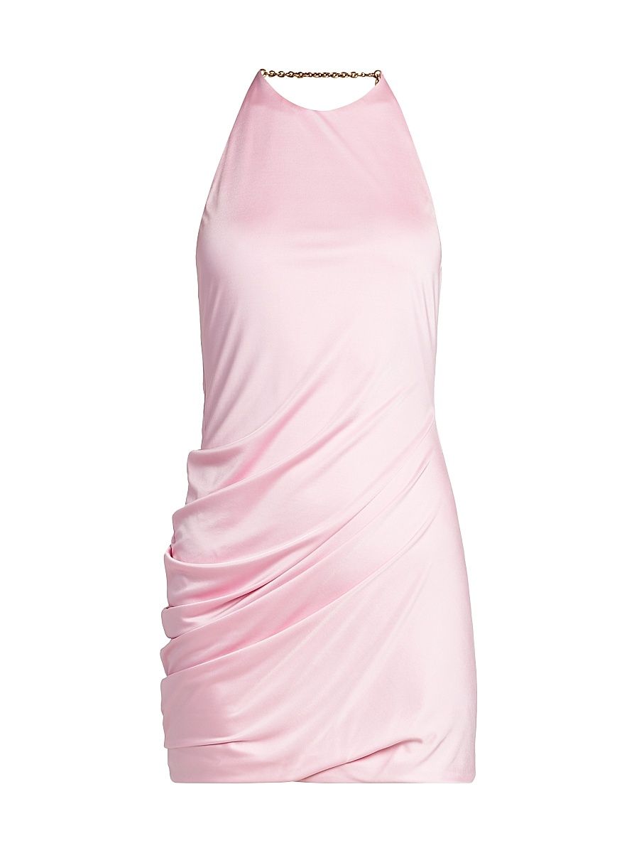 Women's La Vacanza Draped Jersey Chain Halter Minidress - Pastel Pink - Size 0