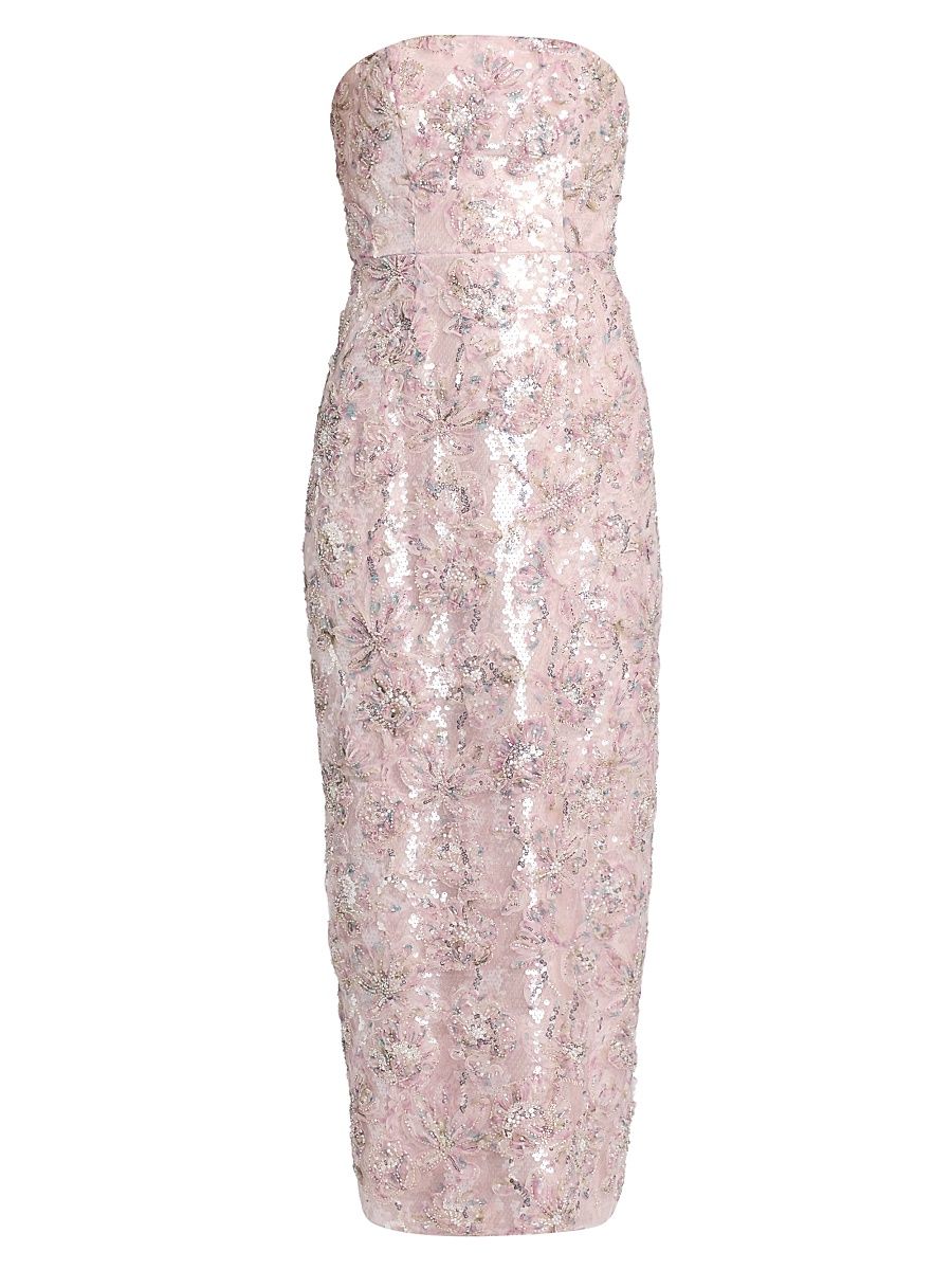 Women's Jasmine Sequined Strapless Gown - Blush - Size 4