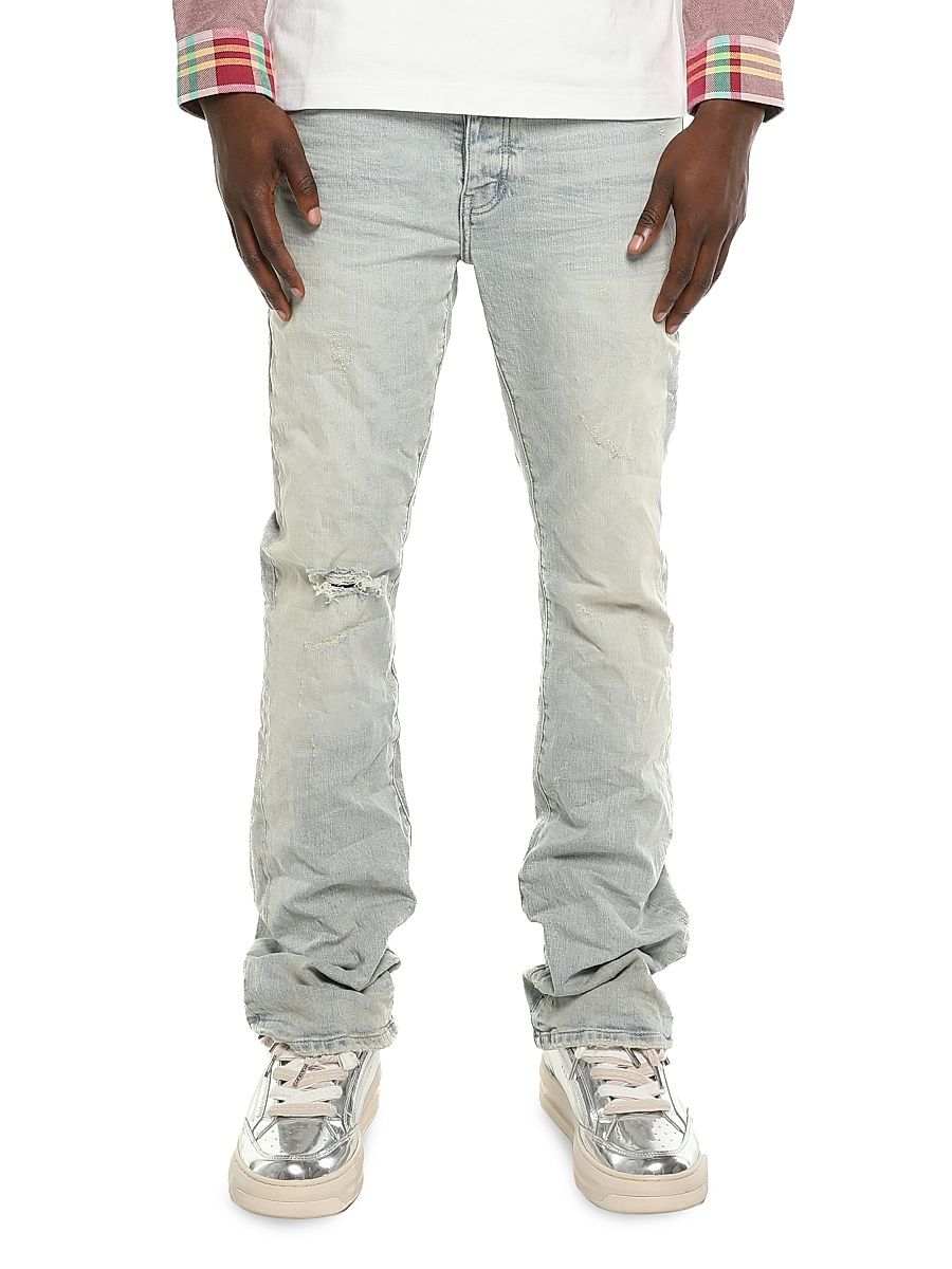 Men's Distressed Stretch-Skinny Jeans - Light Indigo - Size 38