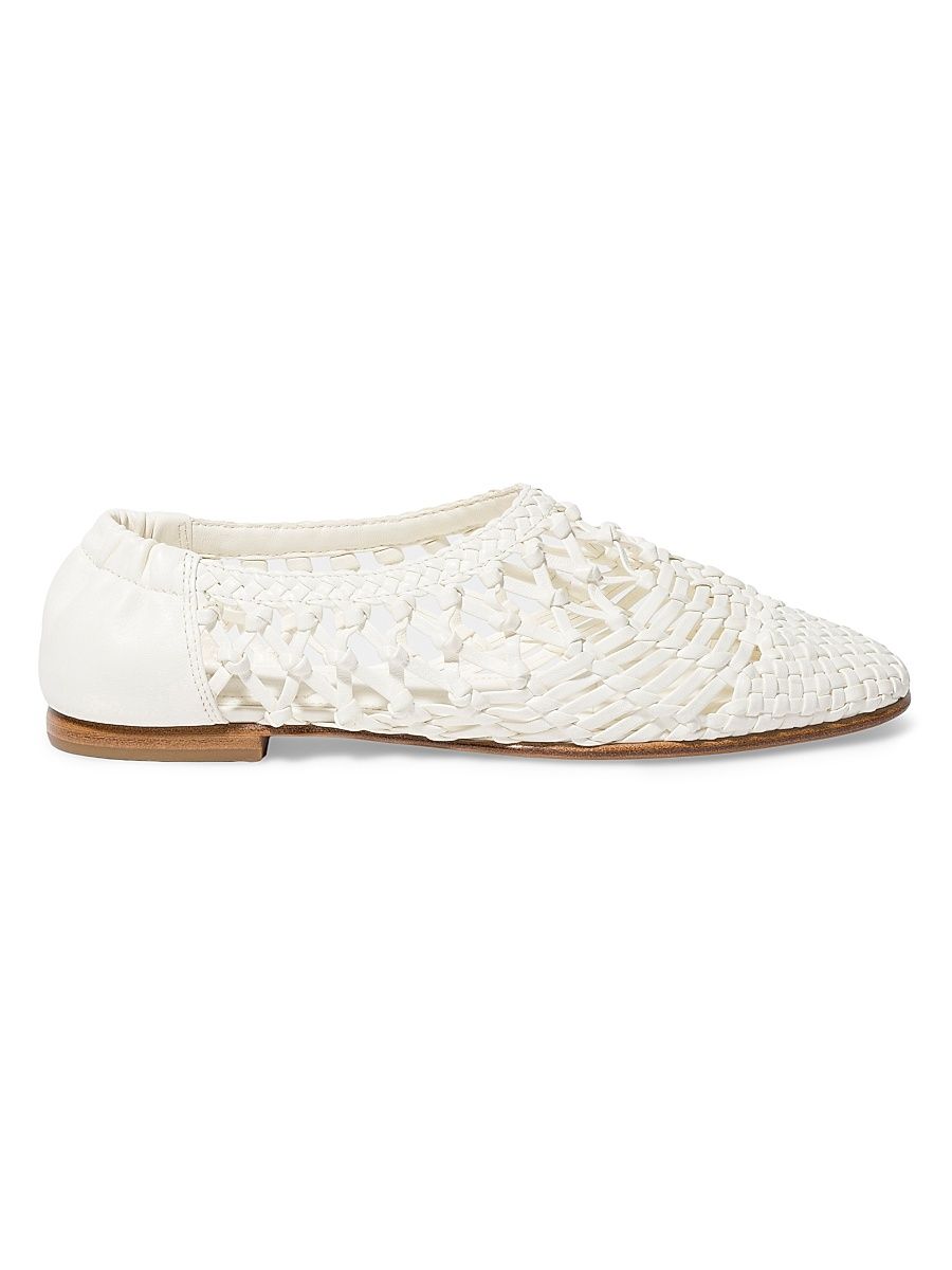 Women's Eden Woven Leather Ballet Flats - Ivory - Size 10