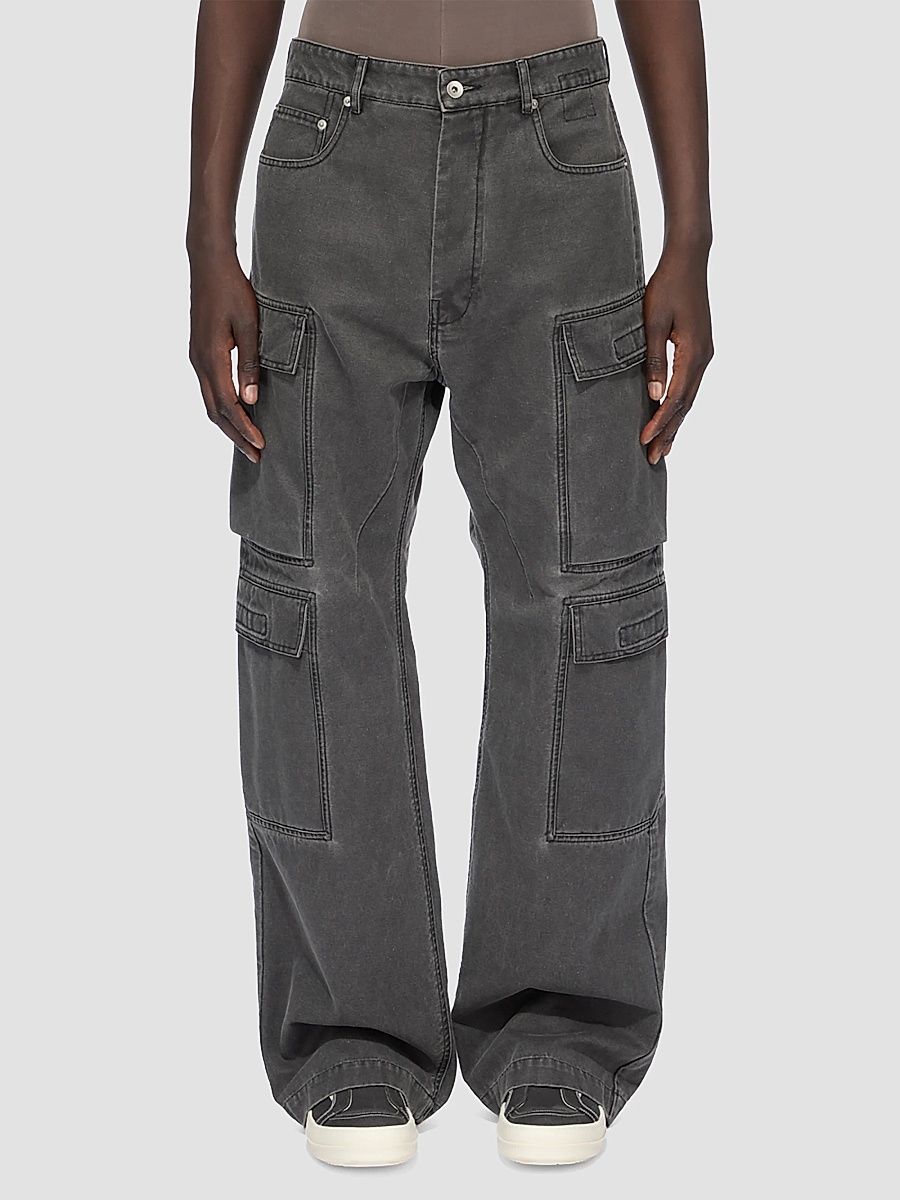 DRKSHDW by Rick Owens Men's Denim Cargo Jeans - Gravel - Size 30