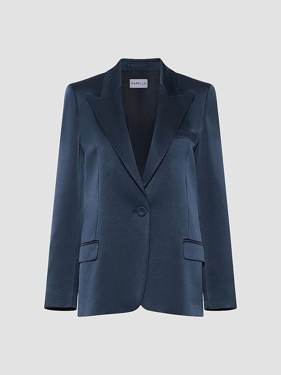 Women's Single Breasted Satin Blazer - Aviation - Size 14