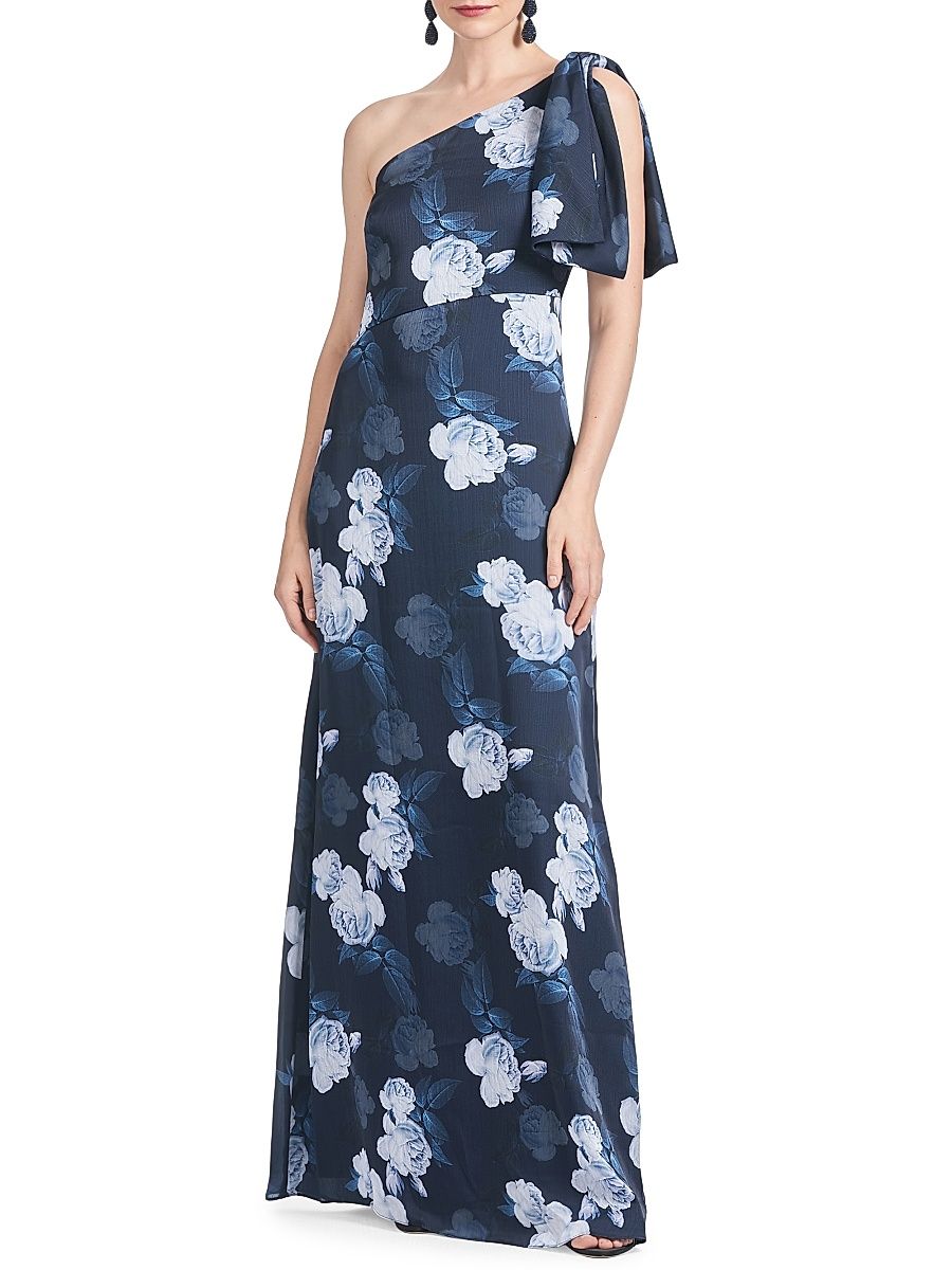 Women's Chelsea Floral Georgette Gown - Midnight Glacial Rose - Size 10