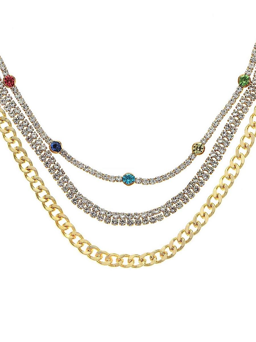 Women's 18K Gold-Plated & Glass Triple-Layered Necklace - Gold