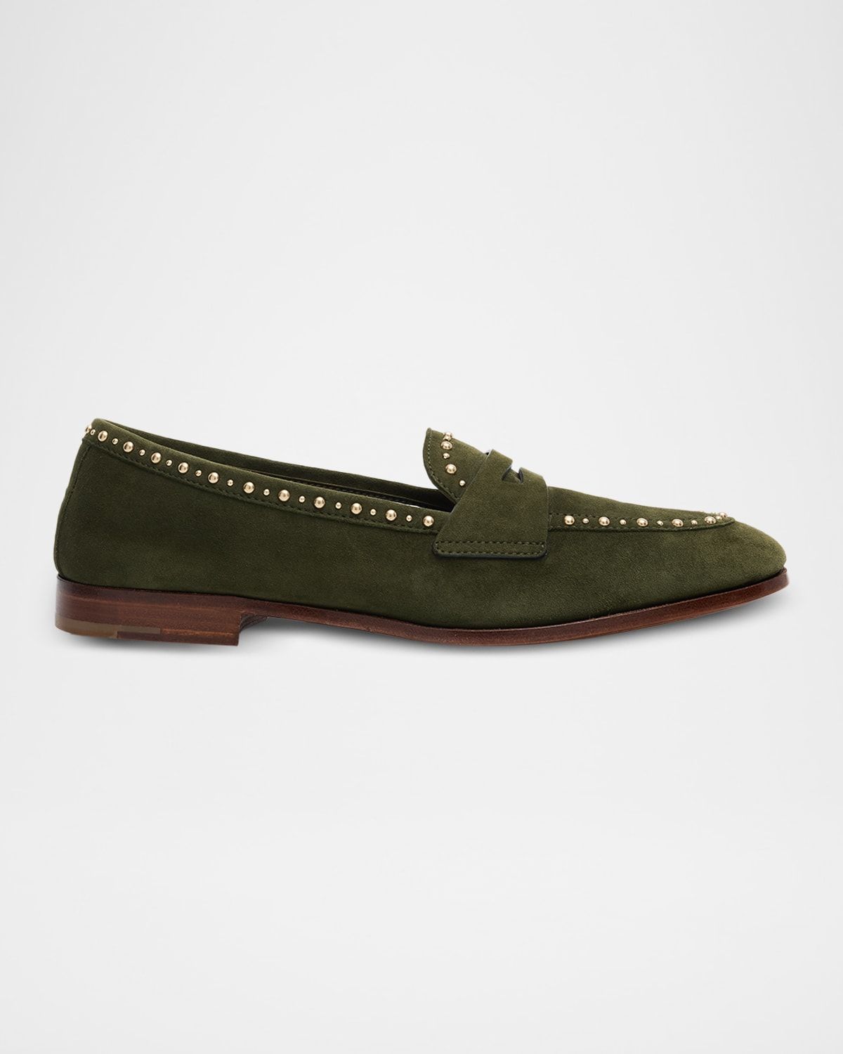 Onyx Met Studded Suede Penny Loafers