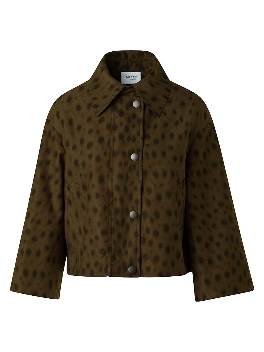 Women's Cheetah Print Parka Jacket - Hazel Bark - Size 6