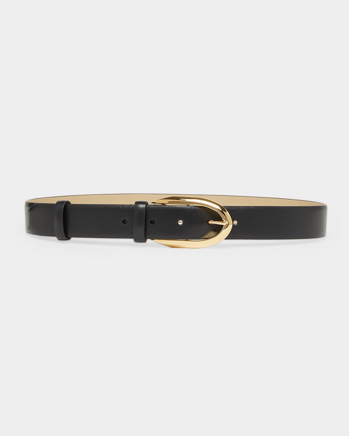 Round Buckle Leather Belt, 30mm