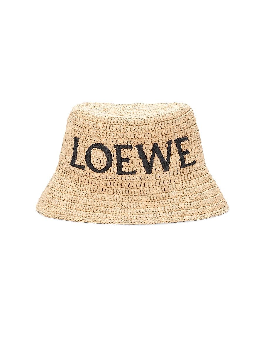 Women's LOEWE x Paula's Ibiza Raffia Logo Bucket Hat - Natural - Size Large