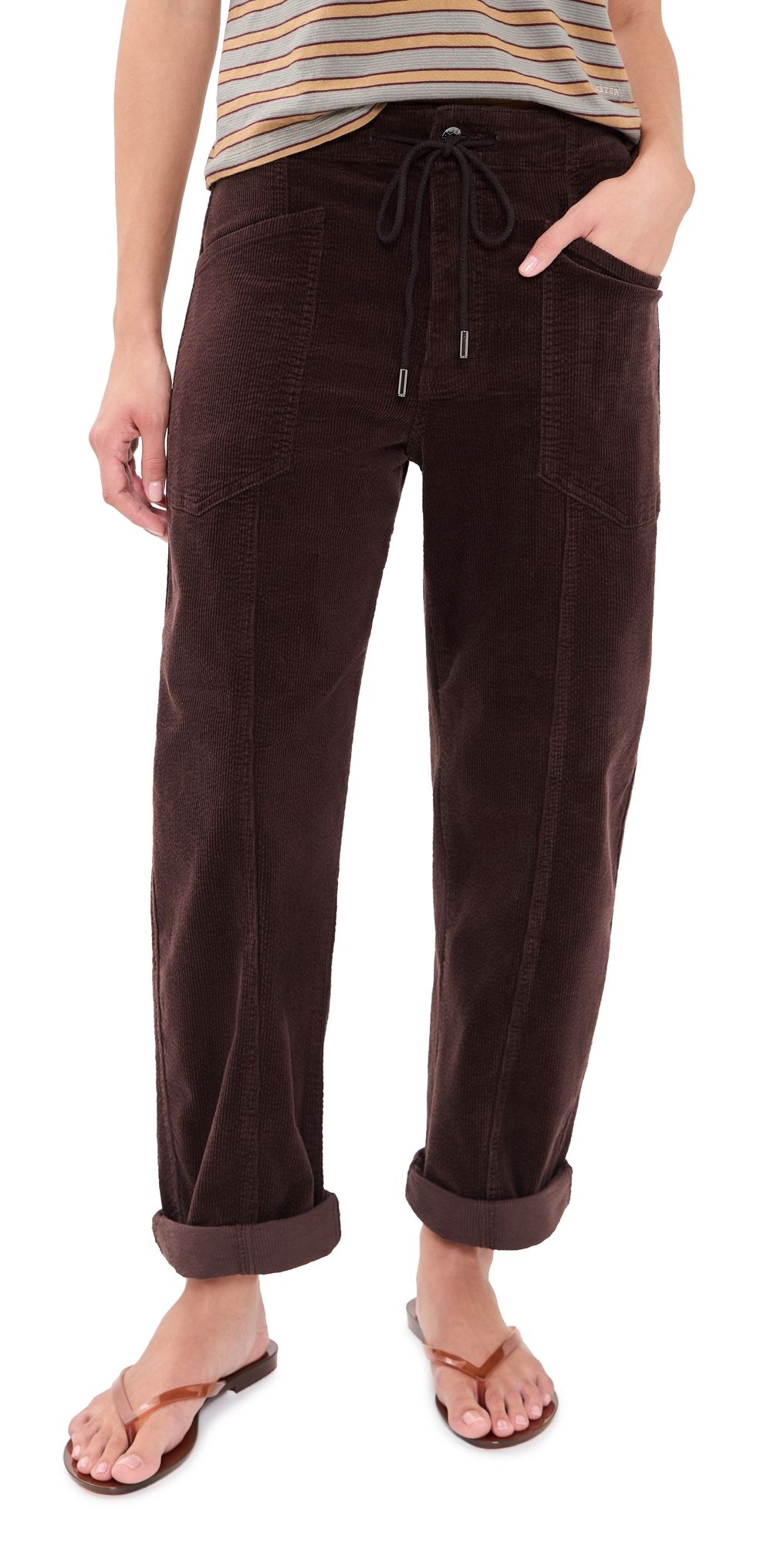 DAZE Villa Corduroy Barrel Pants Chocolate 30