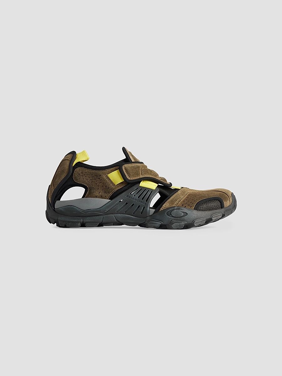 Balenciaga Men's Hike Sandals - Taupe Neon Yellow - Size 8