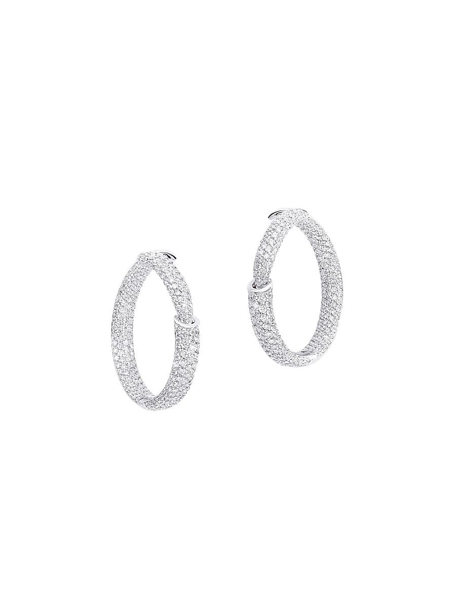 Women's Calla The One Large 18K White Gold & 6.90 TCW Diamonds Inside-Out Hoops - White Gold