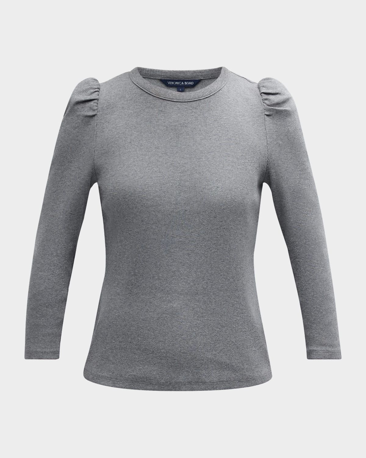 Britney Knit Puff-Sleeve Top