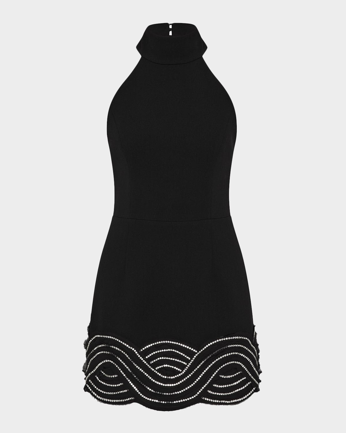 Bellatrix Low-Back Rhinestone Halter Mini Dress