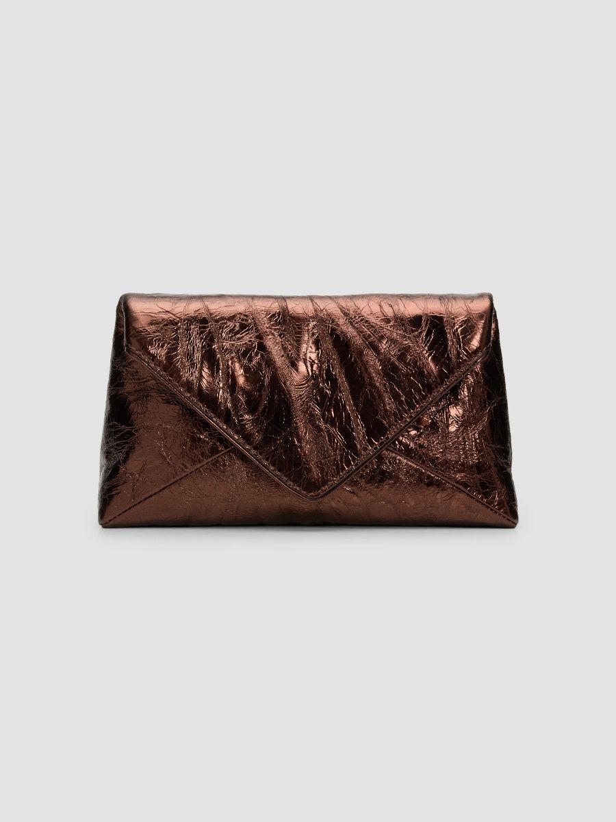 Dries Van Noten Women's Small Crinkled Leather Envelope Bag - Choco