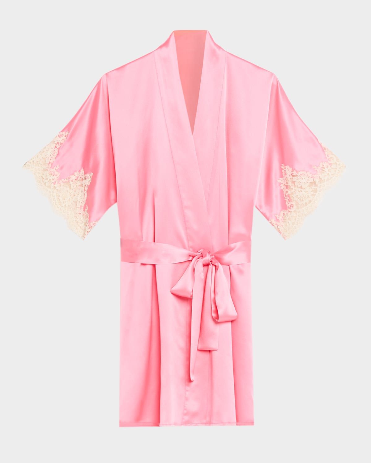 Gazebo Lace-Cuff Short Silk Robe