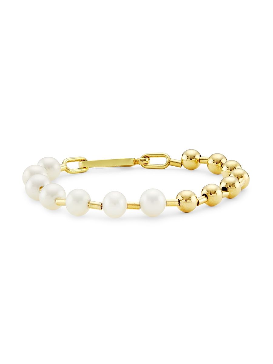 Women's 14K Yellow Gold & Freshwater Pearl Beaded Bracelet - Gold